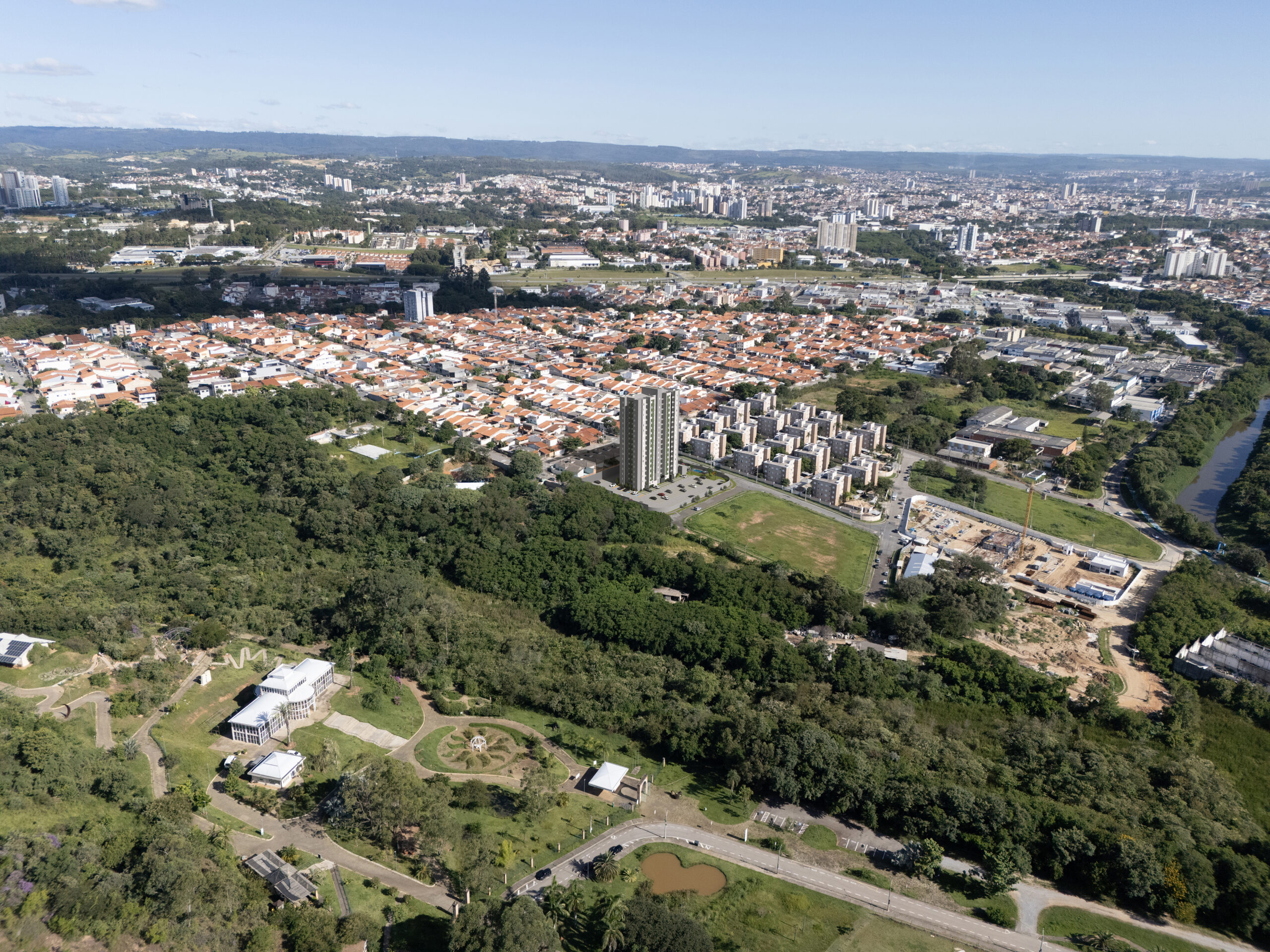 Imagem da região do Jardim Iguatemi em Sorocaba, com fotomontagem do Parque das Margaridas.
